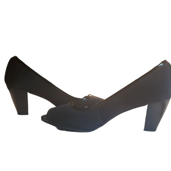 Naturalizer Shoes Heel Peep Toe Button Black Womens 6M - Picture 10 of 12